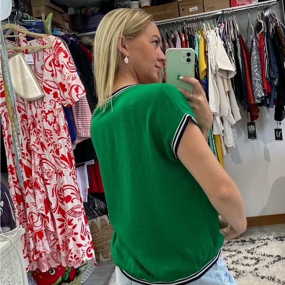 HUSH ladies top cap sleeve emerald green loose batwing Uk size 8 stretch edge - Picture 5 of 9